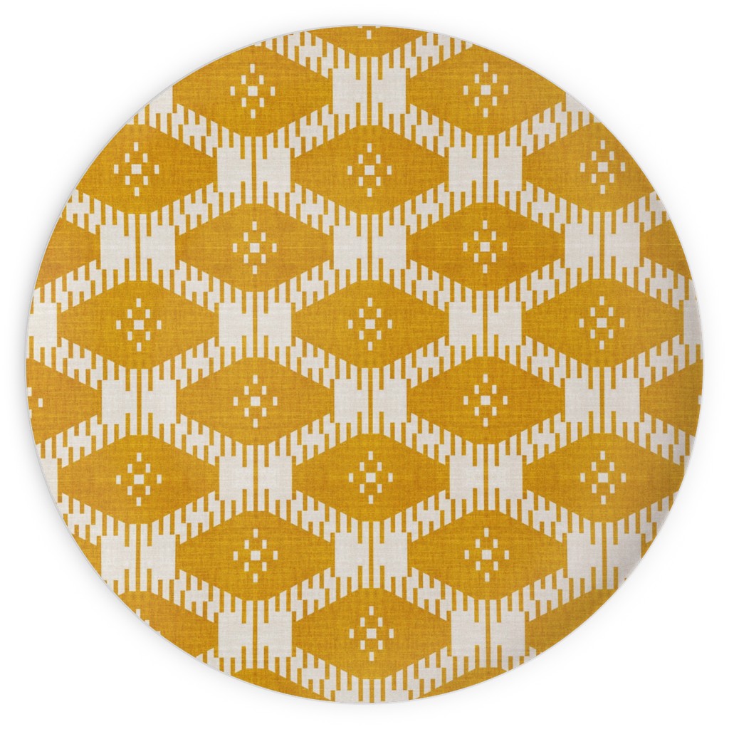 Stella Ikat - Yellow Plates, 10x10, Yellow