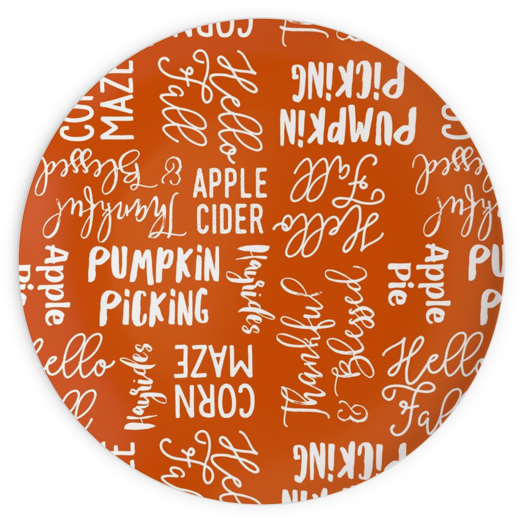 Favorite Things of Fall - Fall Words on Cider Plates, 10x10, Orange