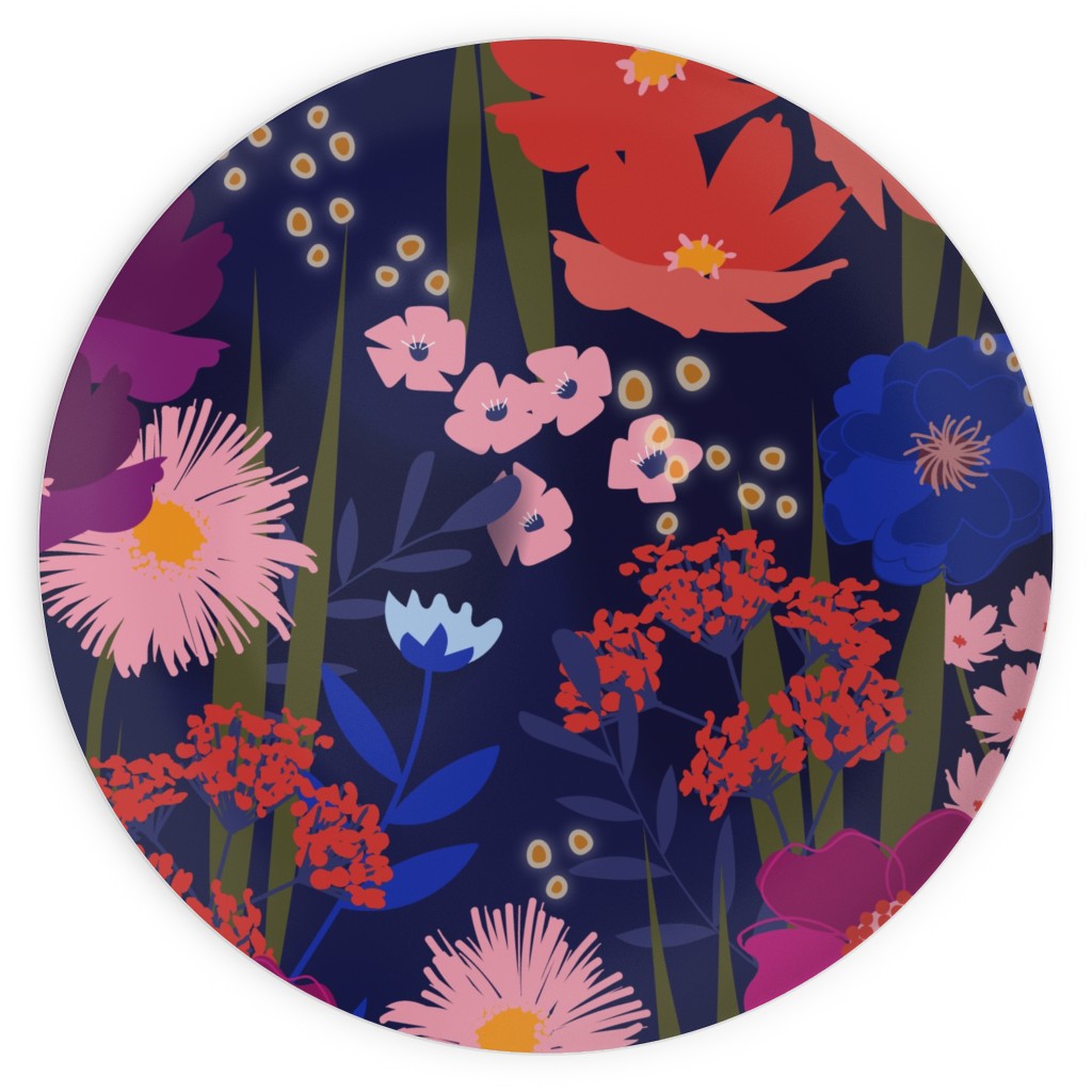 Summer Nights Floral - Dark Plates, 10x10, Multicolor