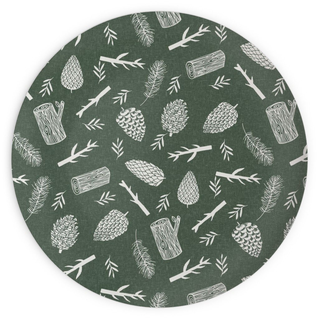 Pinecones - Hunter Green Plates, 10x10, Green