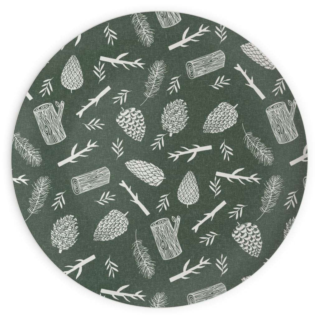 Pinecones - Hunter Green Plates, 10x10, Green, Classic Green