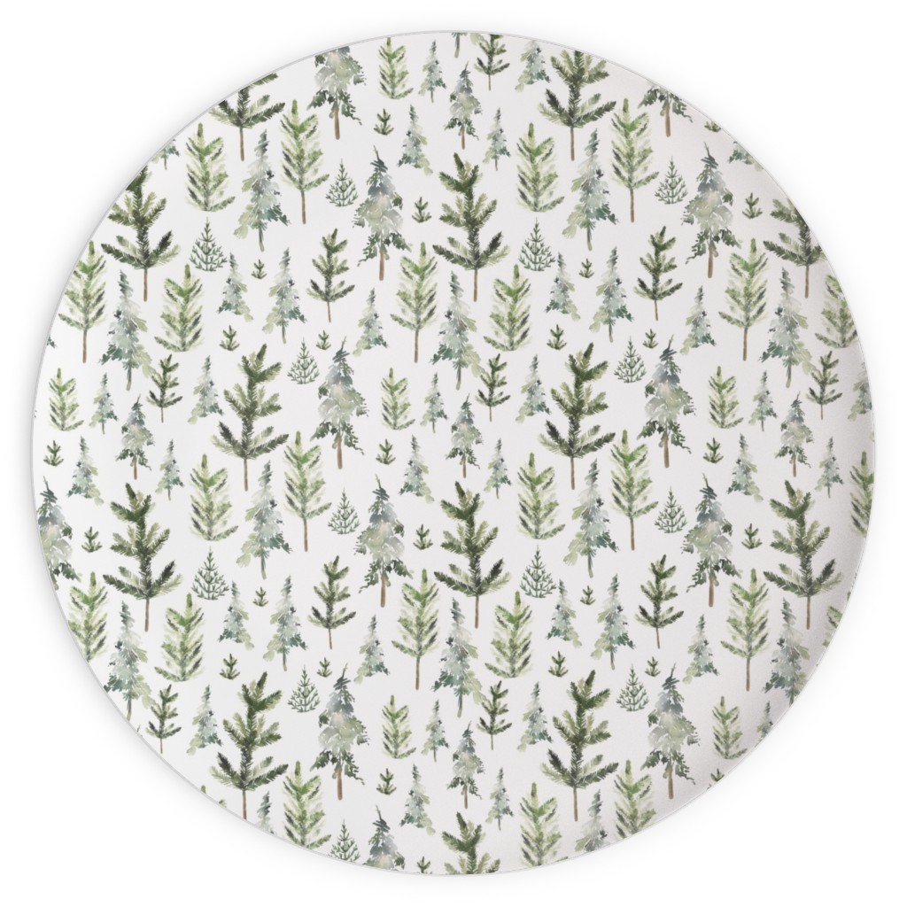 Winter Landscape Plates, 10x10, Green