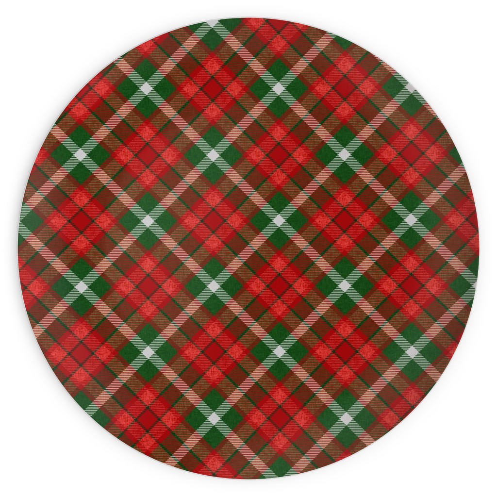 Christmas Plaid - Red and Green Plates, 10x10, Red