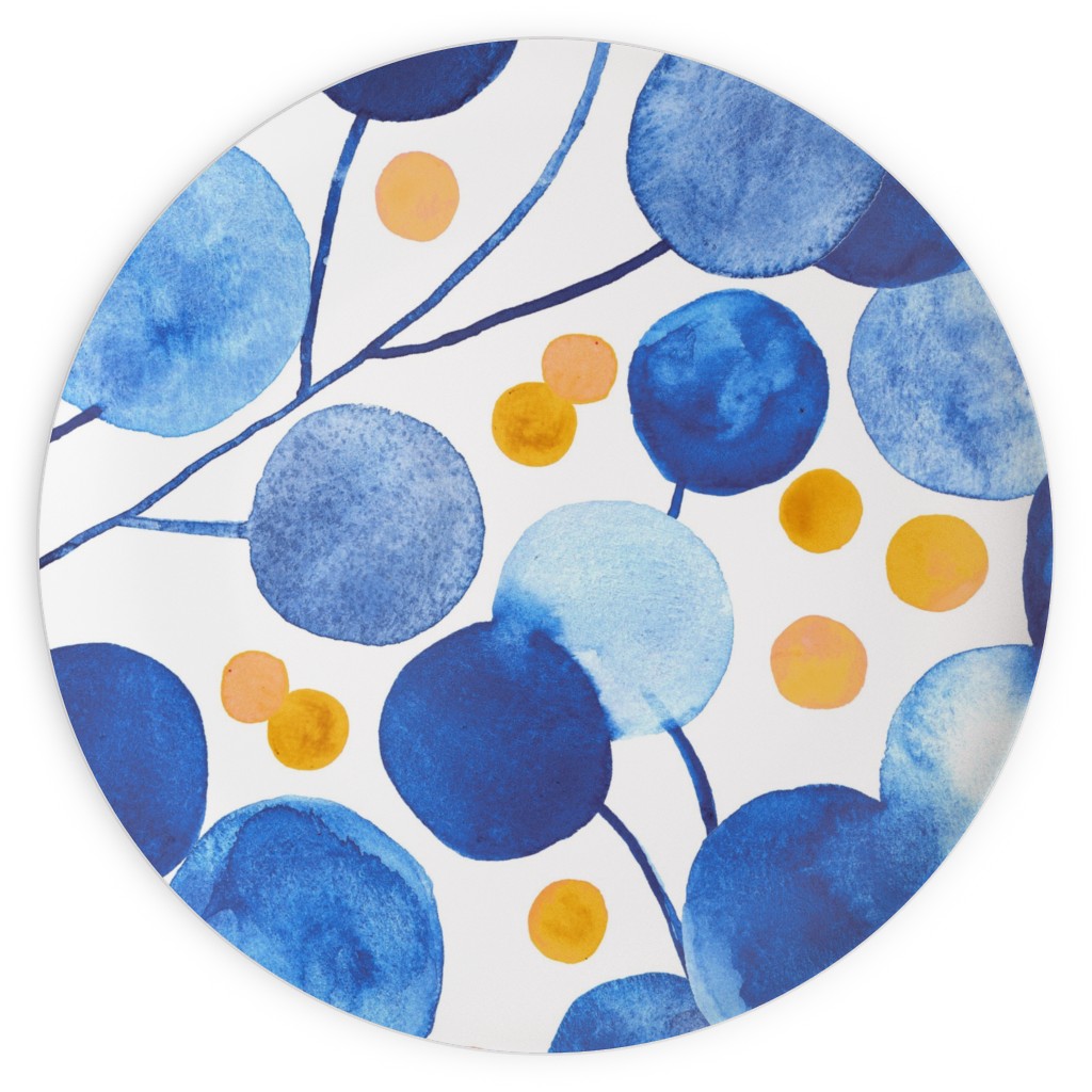 Pompom Plants - Cobalt and Gold Plates, 10x10, Blue, True Blue