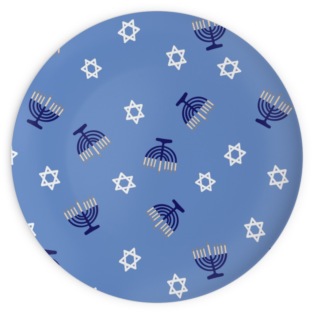 Hanukkah - Blue Plates, 10x10, Blue