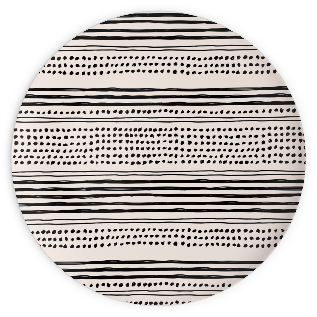 Minimal Mudcloth Plates, 10x10, Beige, Charcoal