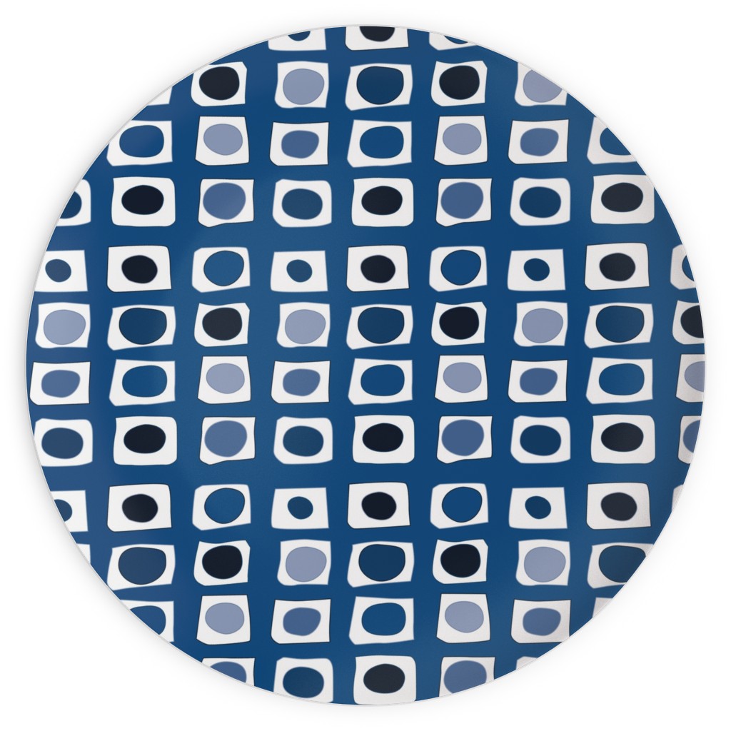 Little White Rectangles - Classic Blue Plates, 10x10, Blue