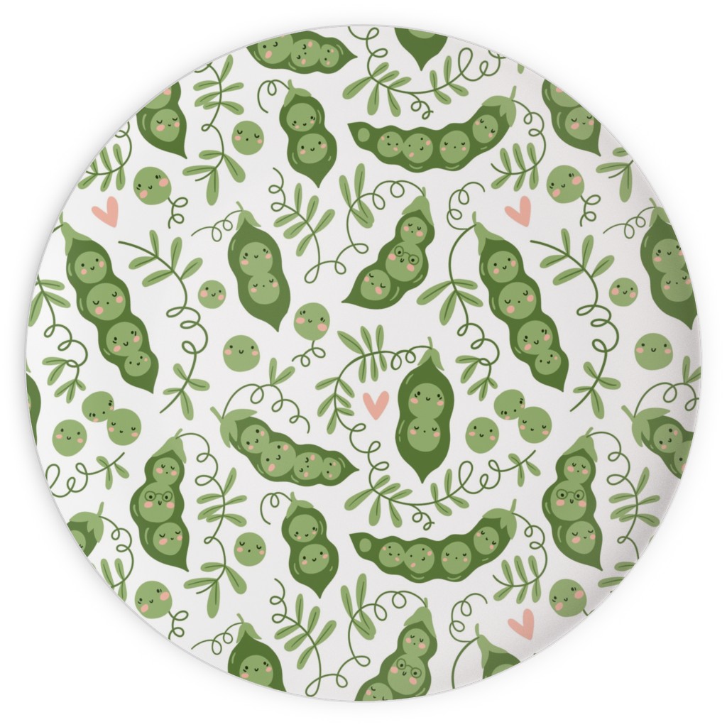 Cute Peas - Green Plates, 10x10, Green