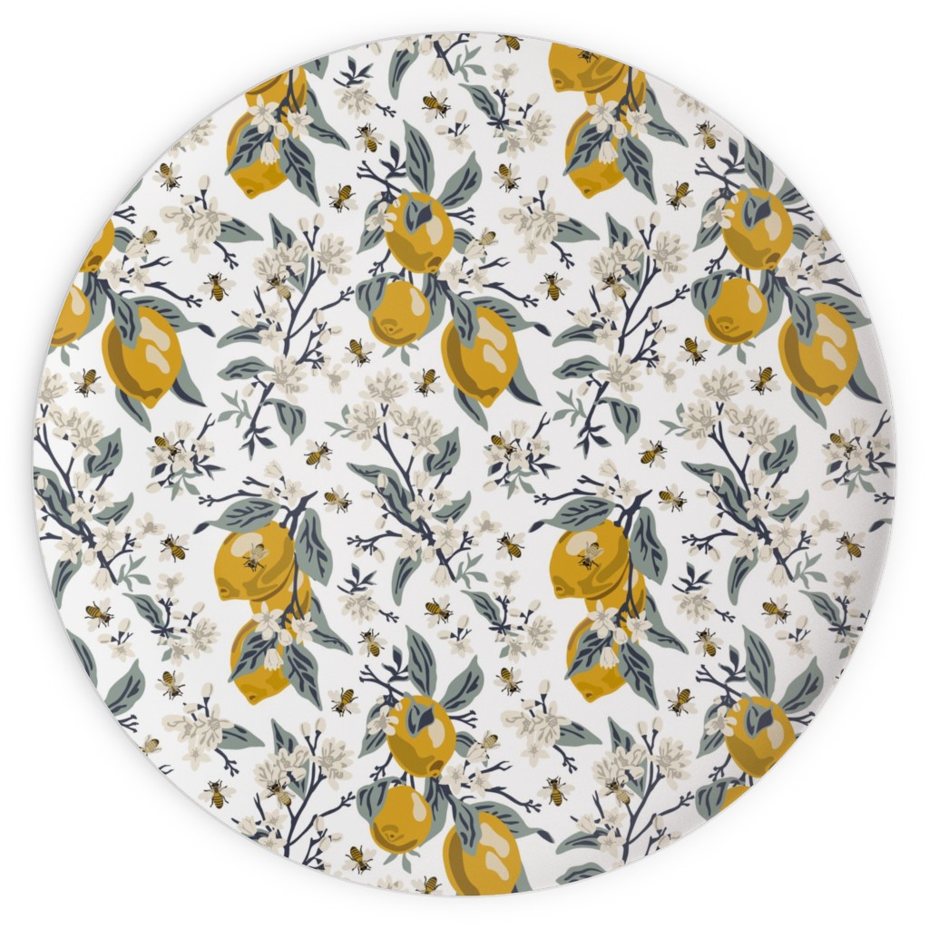 Bees & Lemons - White Plates, 10x10, Yellow