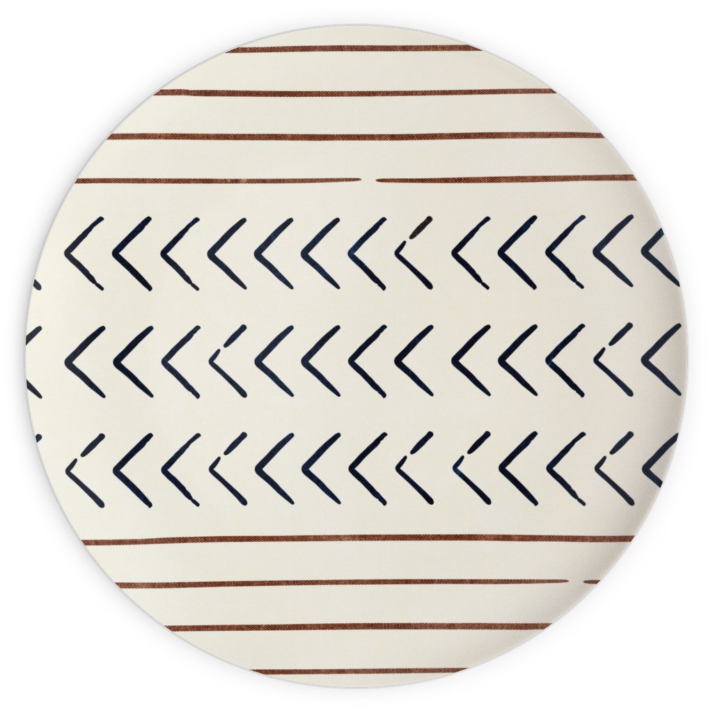 Arrow Stripes Mud Cloth Modern Plates, 10x10, Beige