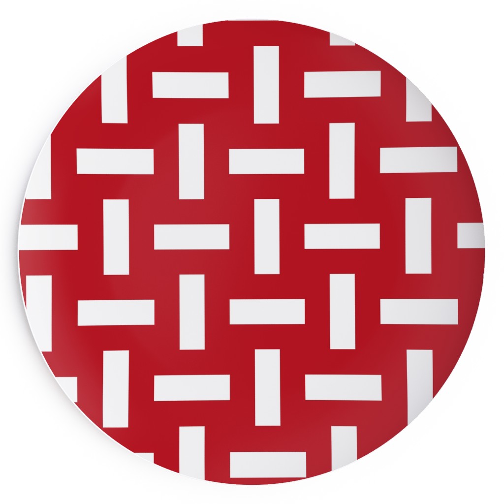 Geometrically Assembled Flag - Red Salad Plate, Red