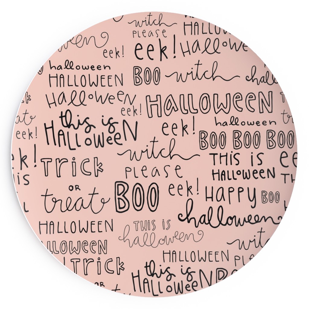 Halloween Words - Black Salad Plate, Pink