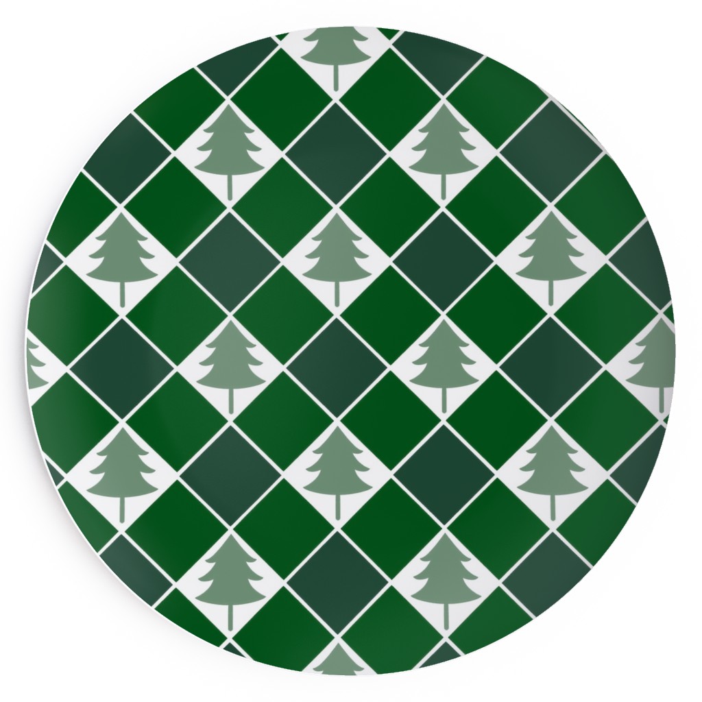 Christmas Tree Checkers - Green Salad Plate | Shutterfly