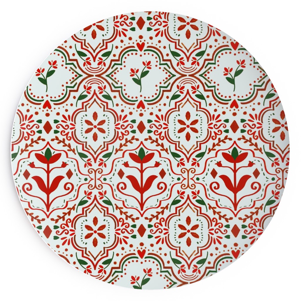 Moroccan Christmas Salad Plate, Red