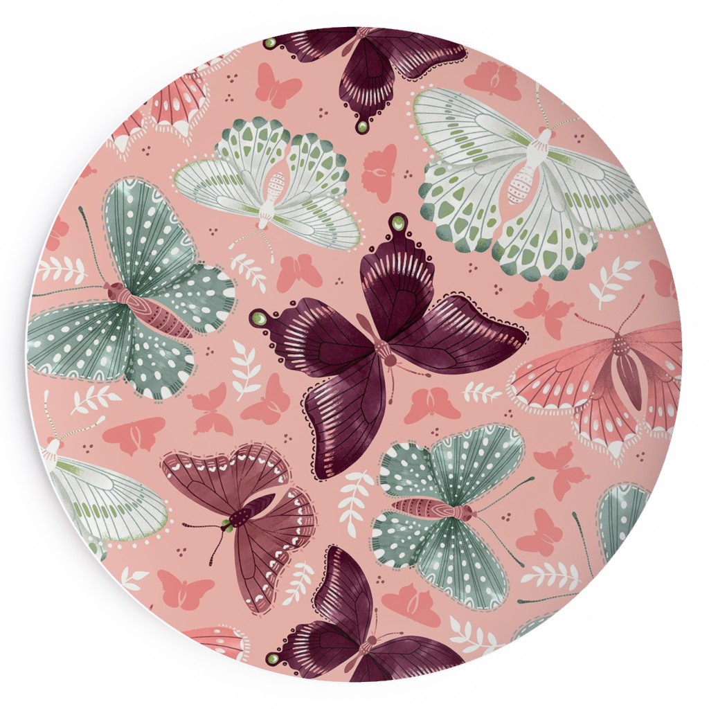 Romantic Butterflies - Pink Salad Plate, Pink