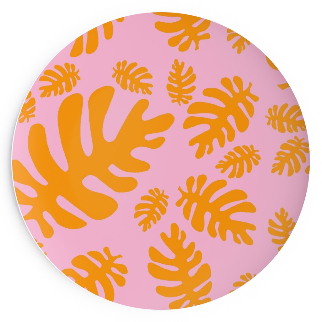 Funky Tropical Leaf - Orange and Blush Salad Plate, Pink
