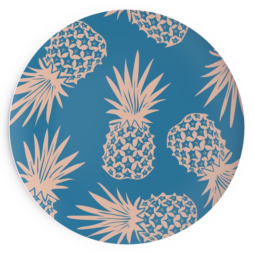 Pineapples Salad Plate, Blue