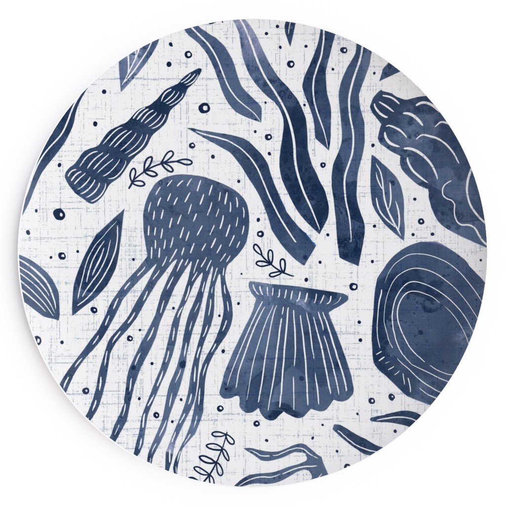 Sea Shells - Navy Salad Plate, Blue