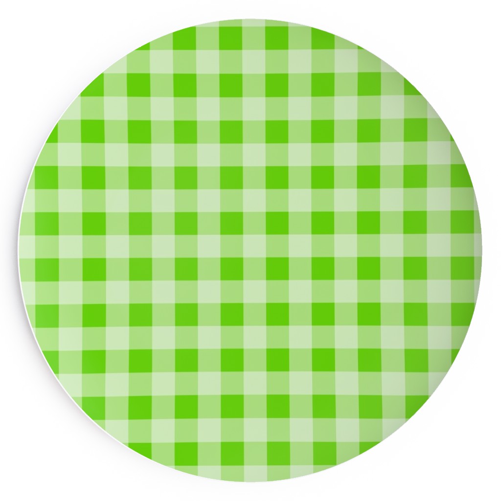 Gingham Checker - Green Salad Plate, Green