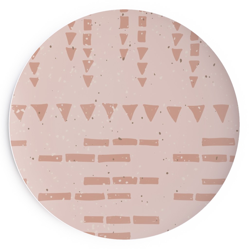 Boho Tribal Dashed Geometric - Pink Salad Plate, Pink