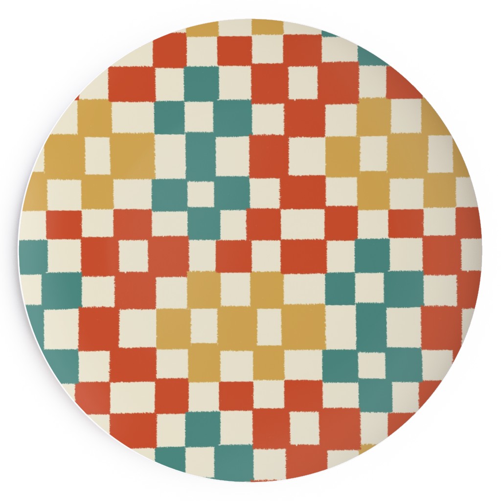 Wonky Checkerboard - Multi Salad Plate, Multicolor