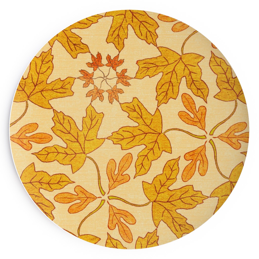 Autumn Leaf Kaleidoscope Salad Plate, Orange