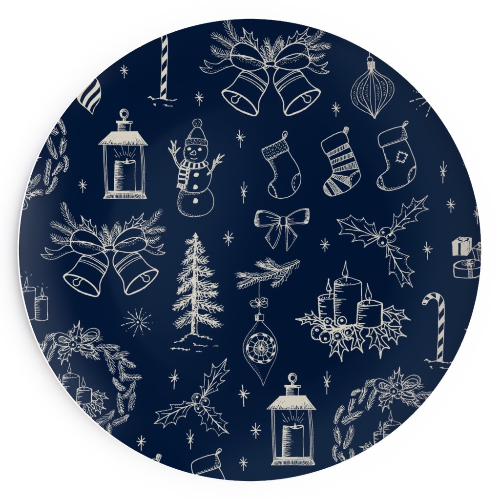 Christmas Toile - Starry Night Salad Plate, Blue
