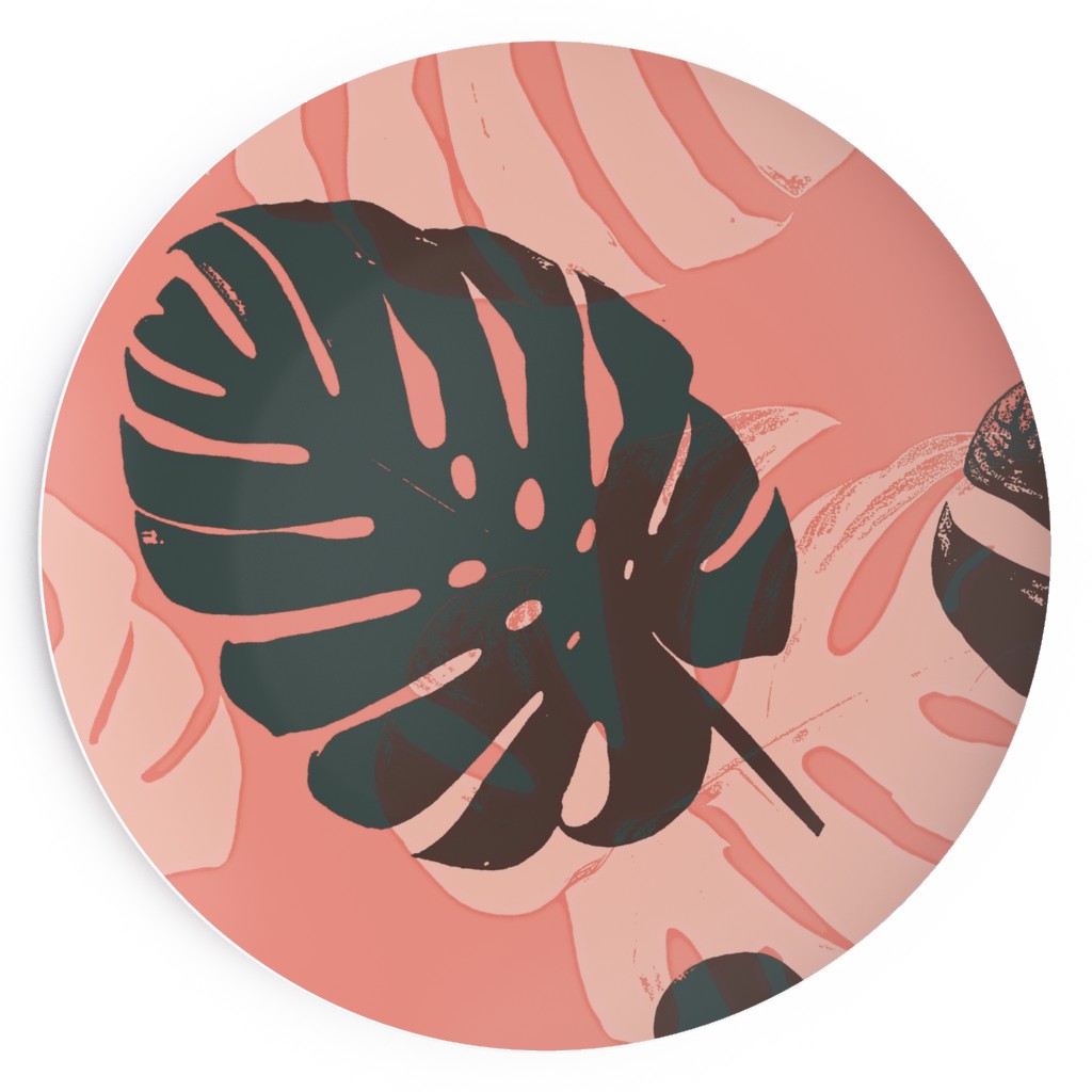 Monstera Leaves - Calypso Salad Plate, Pink
