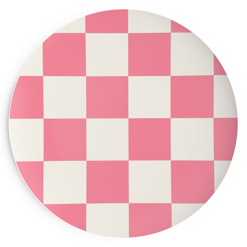 Checkered Pattern - Pink Salad Plate, Pink