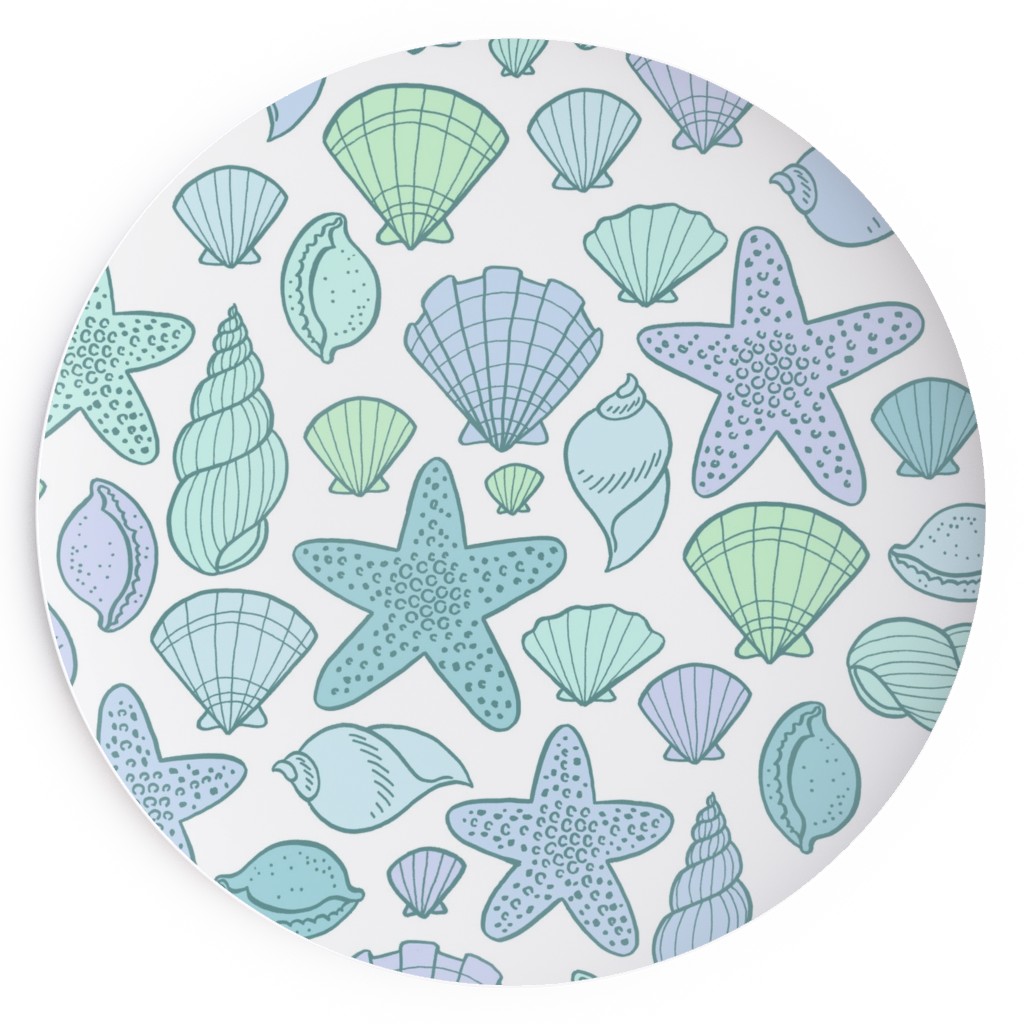 Seashells - Blue and Green Salad Plate, Blue