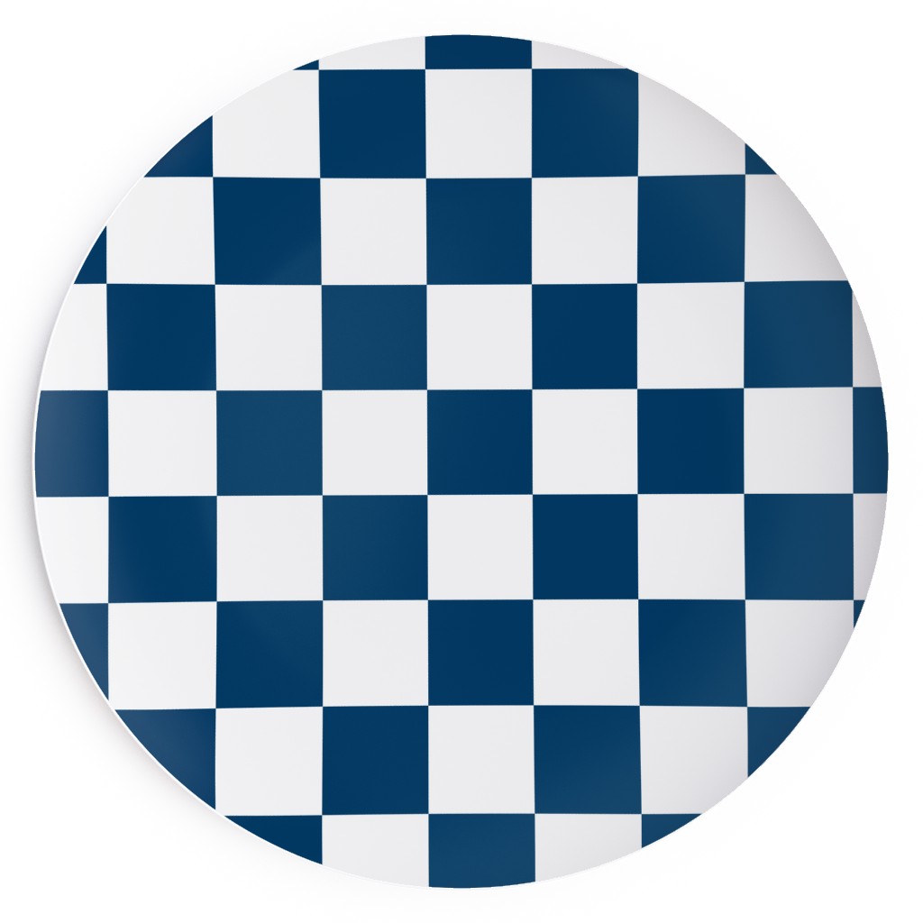 Wonderland Checkerboard - Lonely Angel Blue & White Salad Plate, Blue