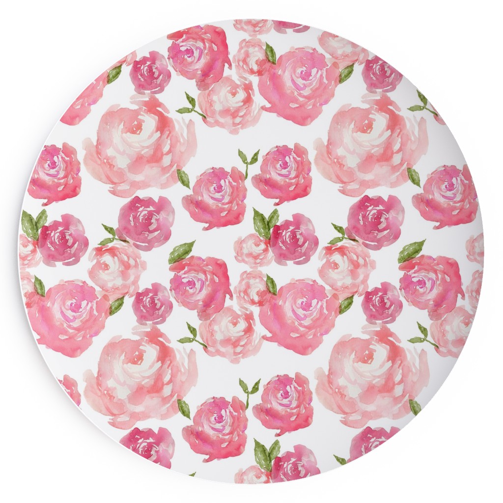 Watercolor Floral - Pink Salad Plate, Pink