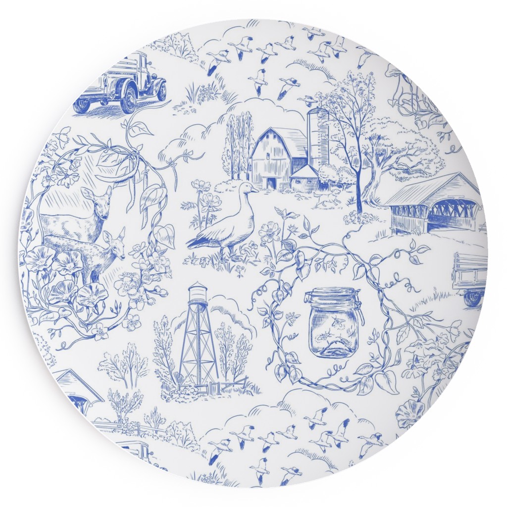 Country Living Toile - Blue Salad Plate, Blue
