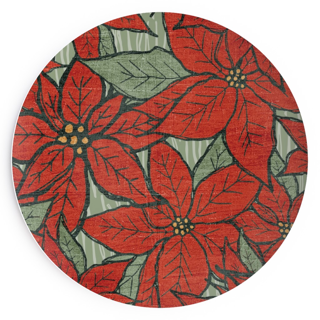 Wild Poinsettias Salad Plate, Red
