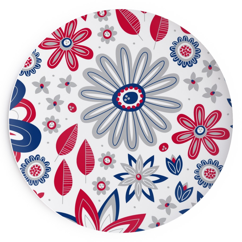 Bohemian Fields - Red, White and Blue Salad Plate, Red