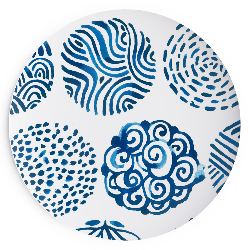 Watercolor Circles of Nature - Blue Salad Plate, Blue