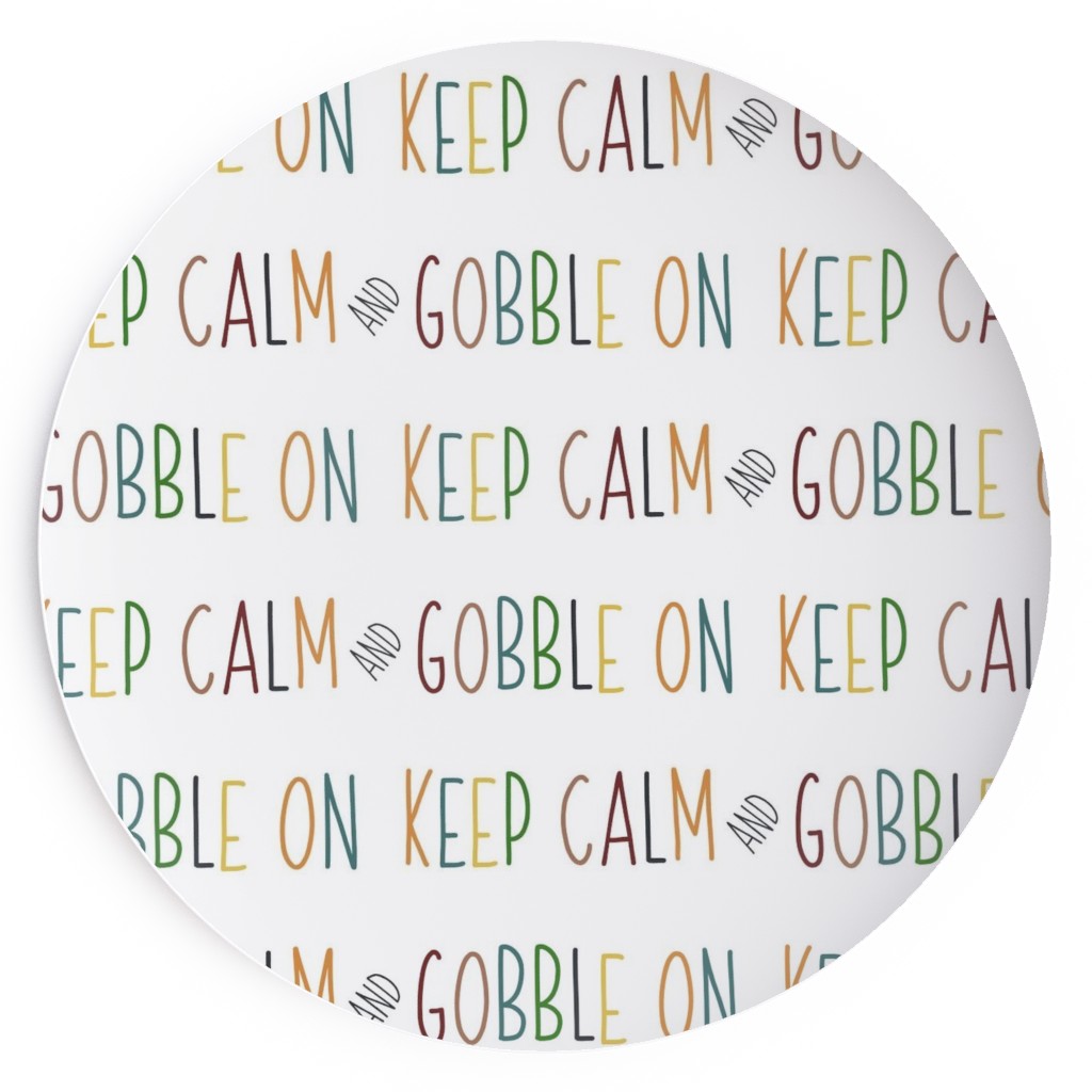 Keep Calm and Gobble - Fall Colors on White Salad Plate, Multicolor