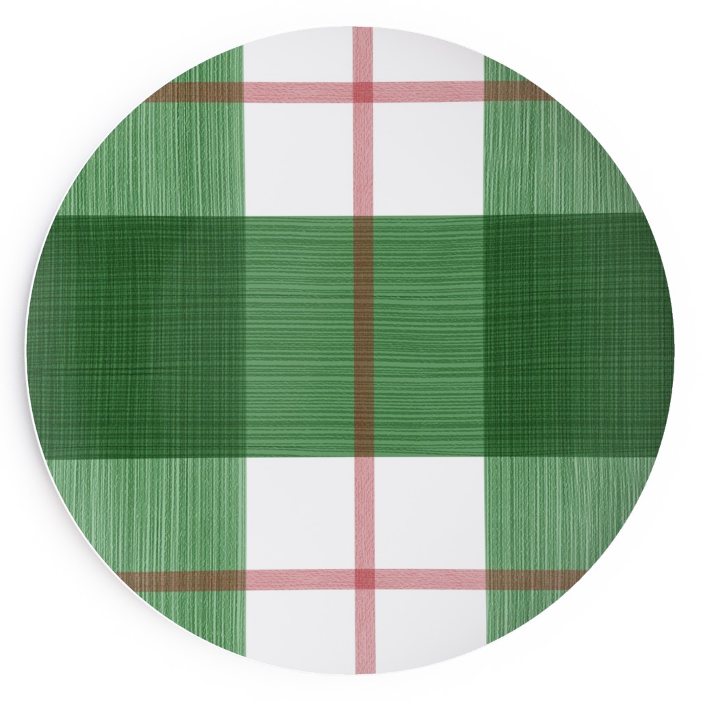 Double Plaid Salad Plate, Green