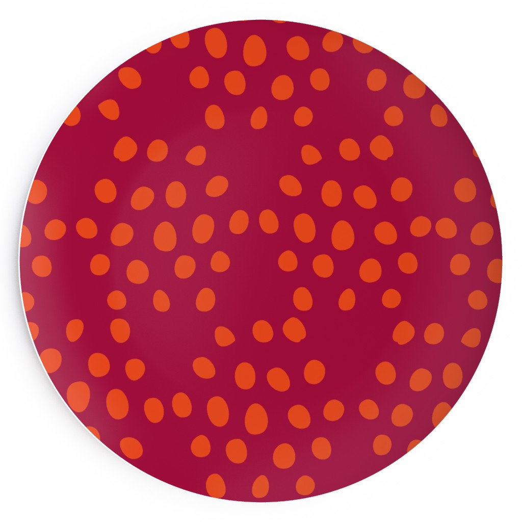 Hexagon Dots - Red and Orange Salad Plate, Red