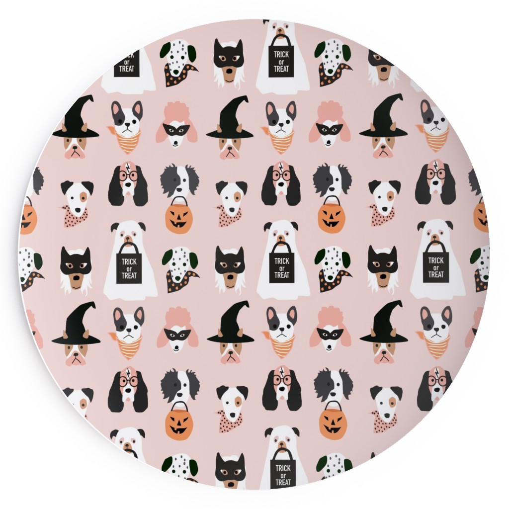 Halloween Puppies on Pink Salad Plate, Pink
