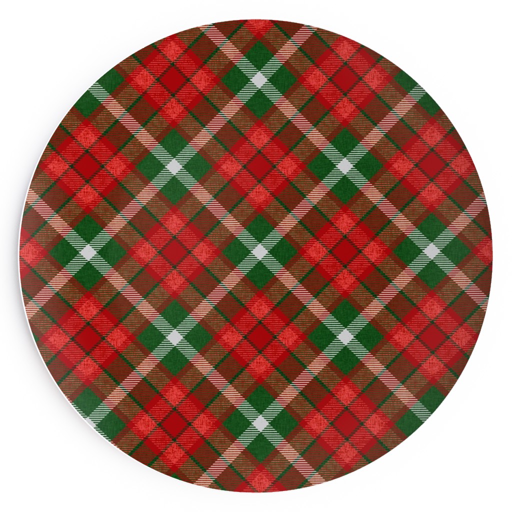 Christmas Plaid - Red and Green Salad Plate, Red