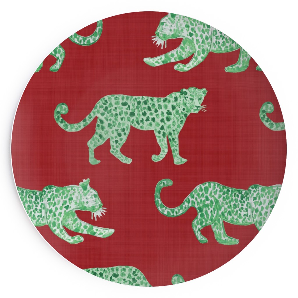 Leopard Parade Salad Plate, Red