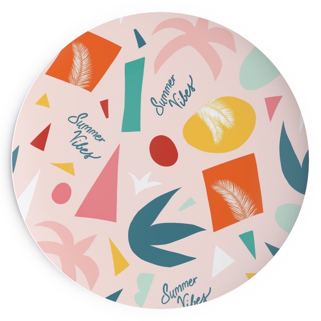 Summer Vibes Collage Salad Plate, Pink