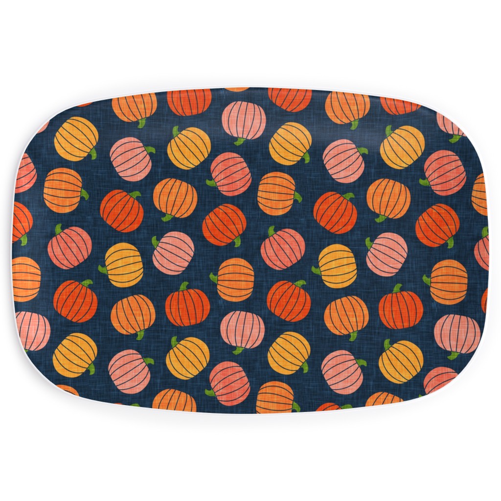 Pumpkin Toss - Orange on Blue Serving Platter, Orange