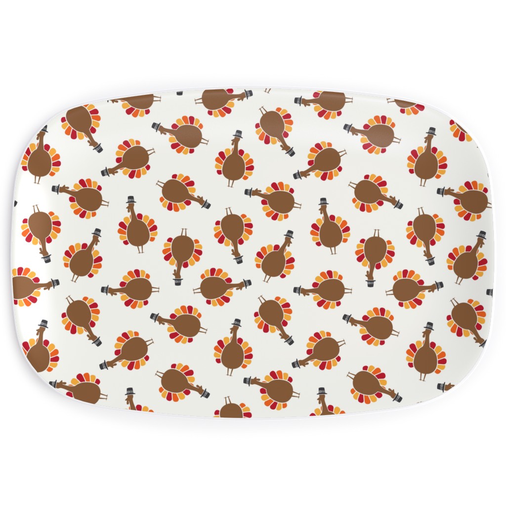 Turkey Toss - Cream Serving Platter, Brown, Brown