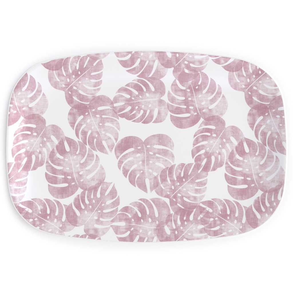 Monstera Leaves - Mauve Serving Platter, Pink