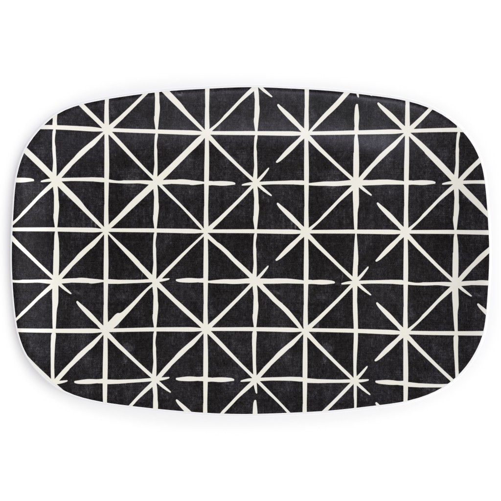 Geometric Triangles - Distressed Geometric Serving Platter, Black
