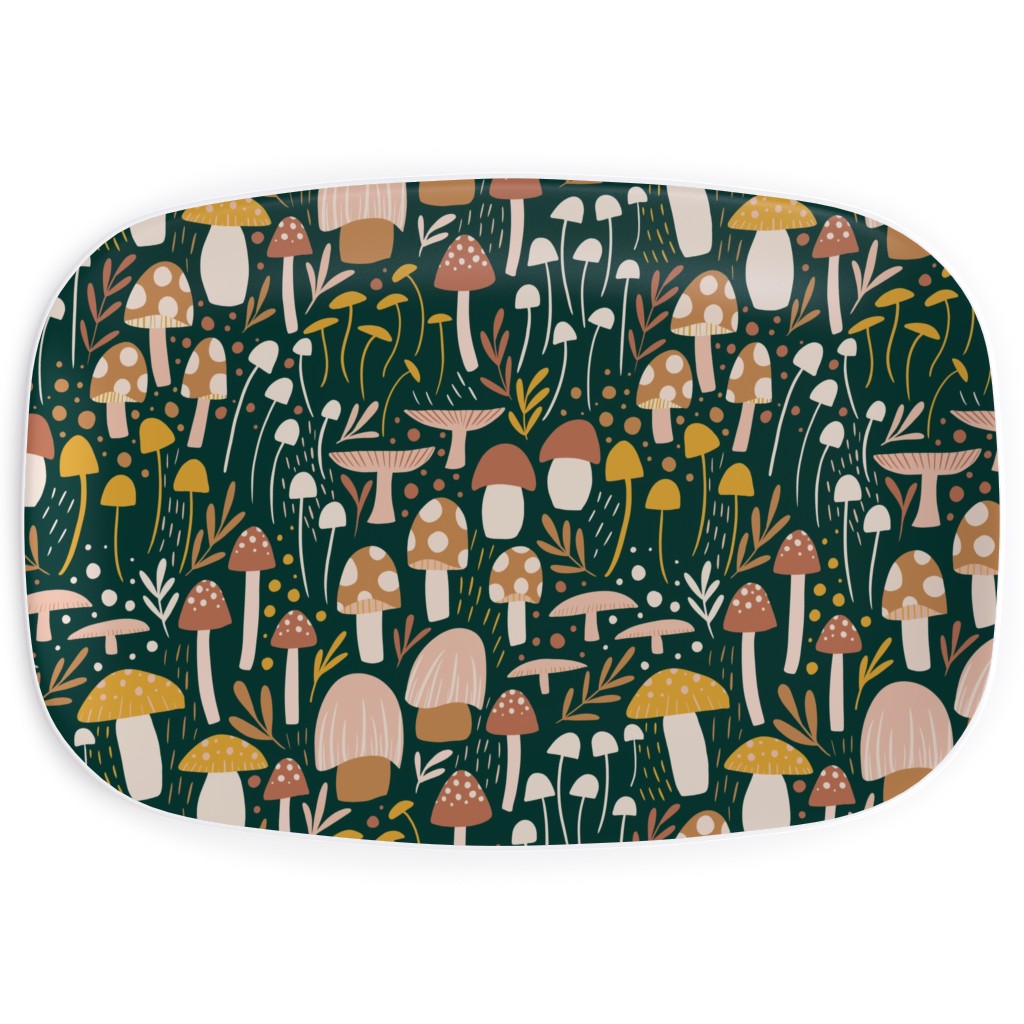 Woodland Mushroom Meadow - Green Serving Platter, Green