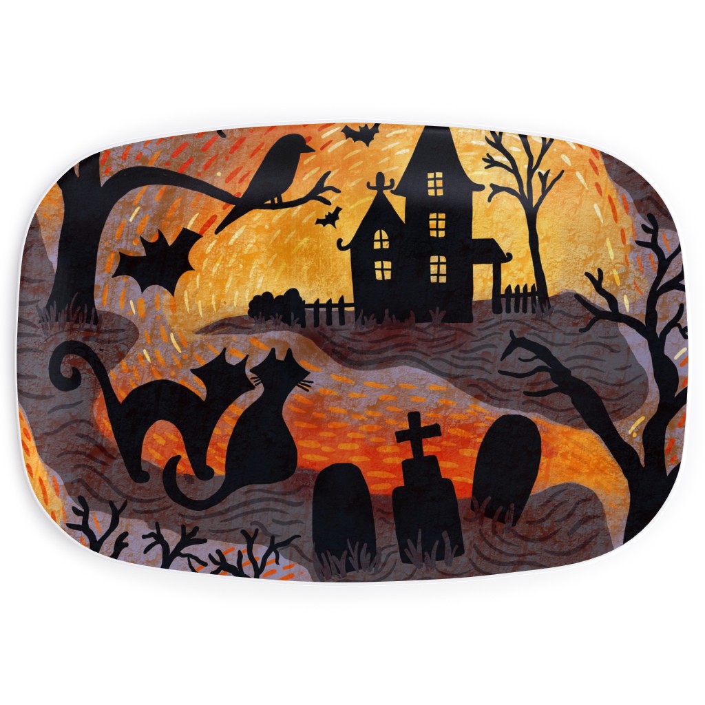 Spooky Halloween Haunts Serving Platter, Multicolor
