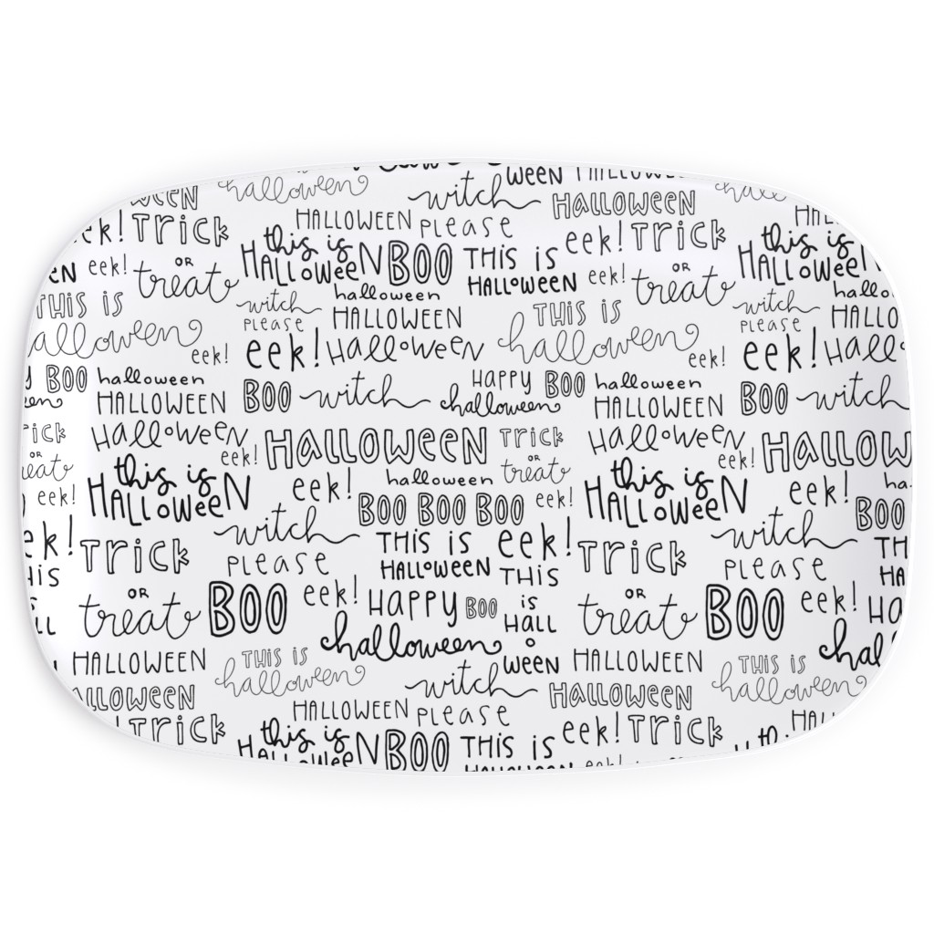 Halloween Words - White Serving Platter, White